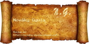 Nováky Gyula névjegykártya